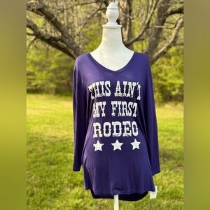 Mic & Jax Women's This Ain't My First Rodeo‎ Long Sleeve Shirt Top Size XL NWT